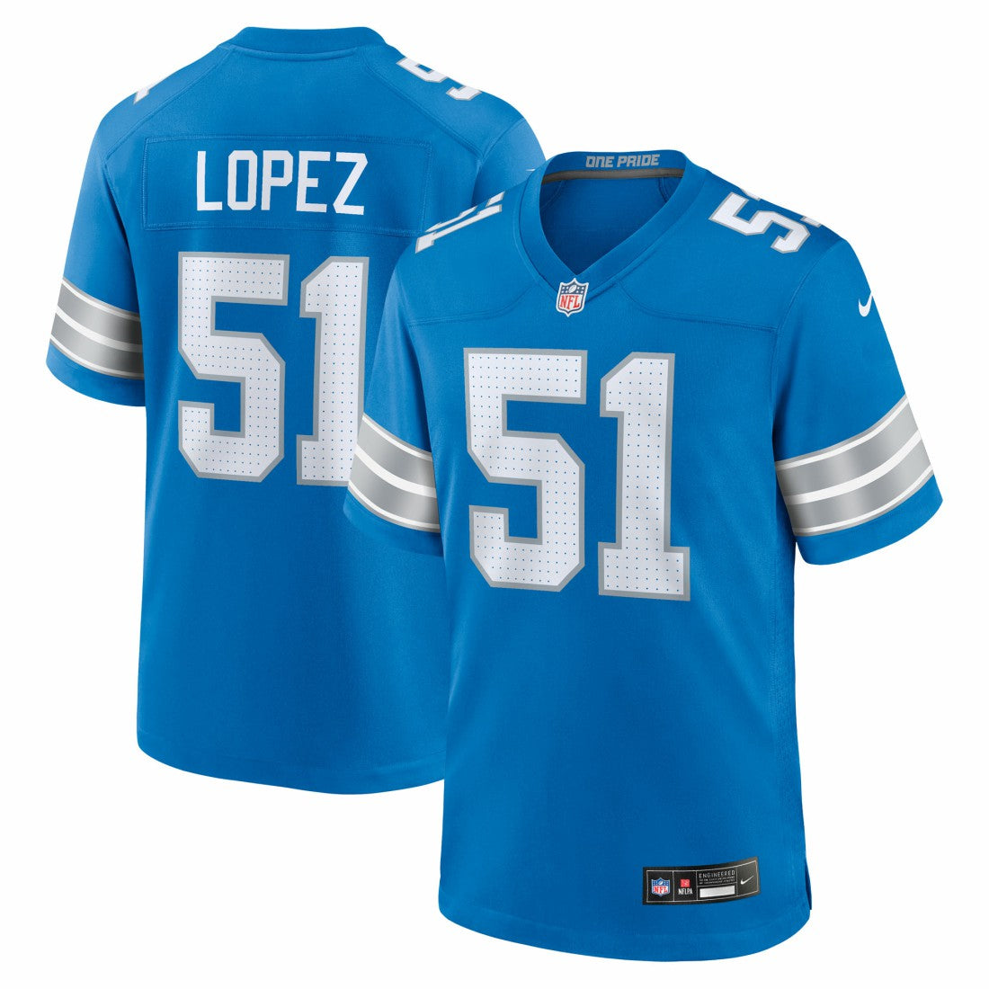 Roy Lopez Detroit Lions Team Game Jersey - Blue outlet