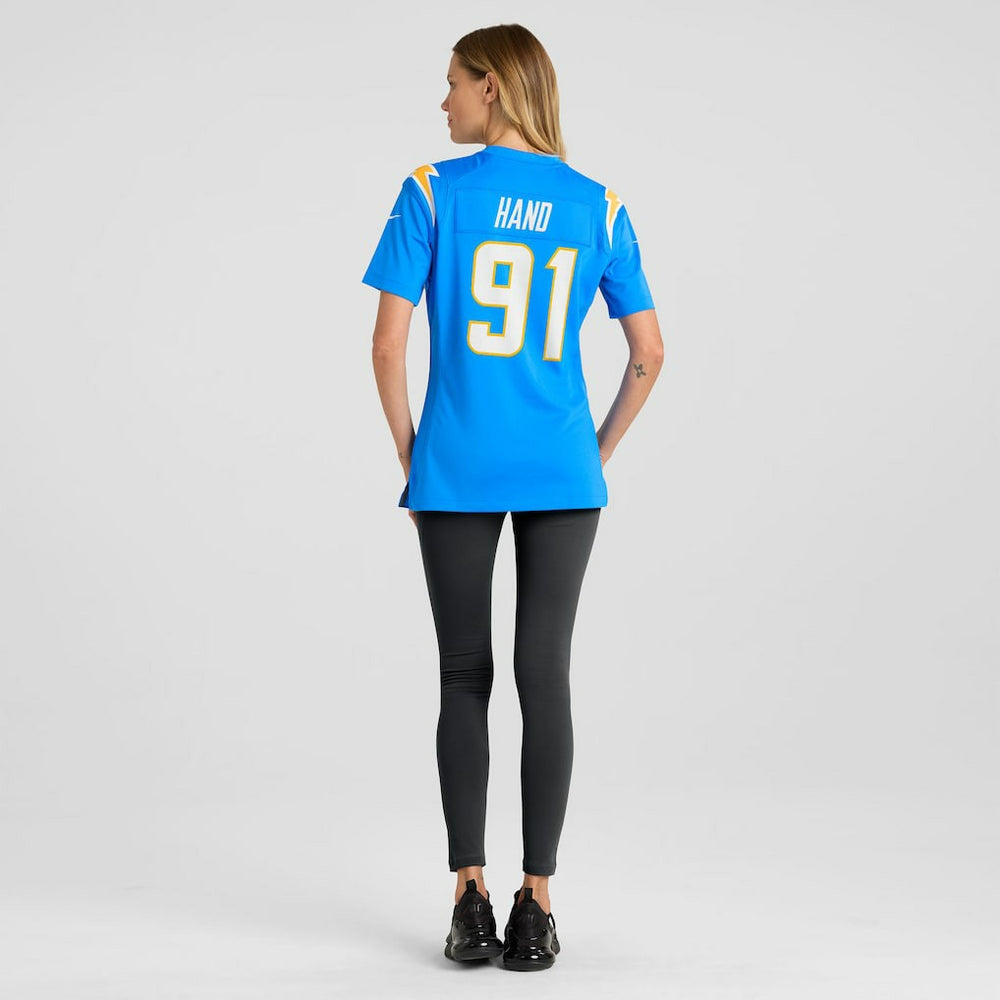 Da'Shawn Hand Los Angeles Chargers Women's Team Game Jersey - Powder Blue on sale