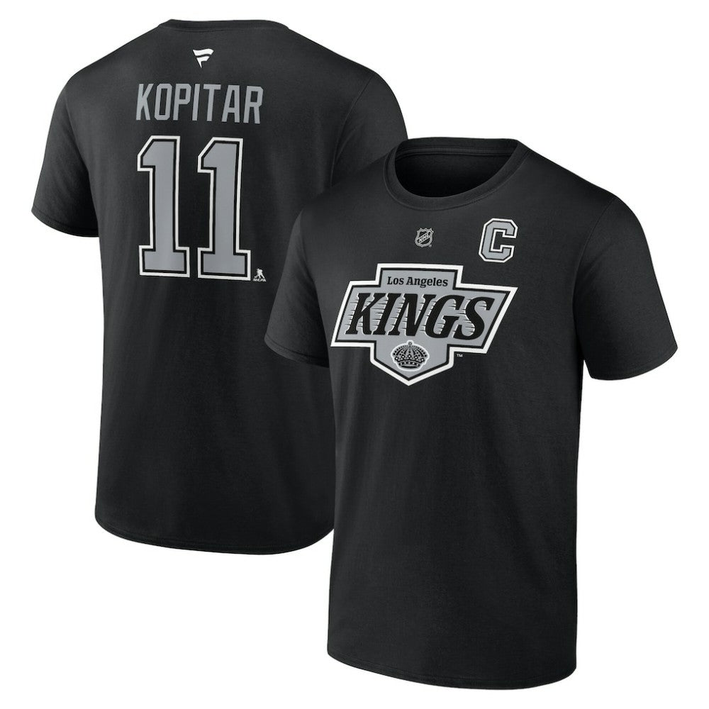 Anze Kopitar Los Angeles Kings Fanatics Authentic Stack Name & Number T-Shirt - Black T-shirts