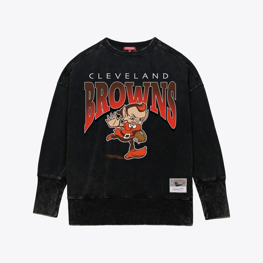 Cleveland Browns Women's Delineate Mineral Wash Crewneck Sweatshirt - Black online