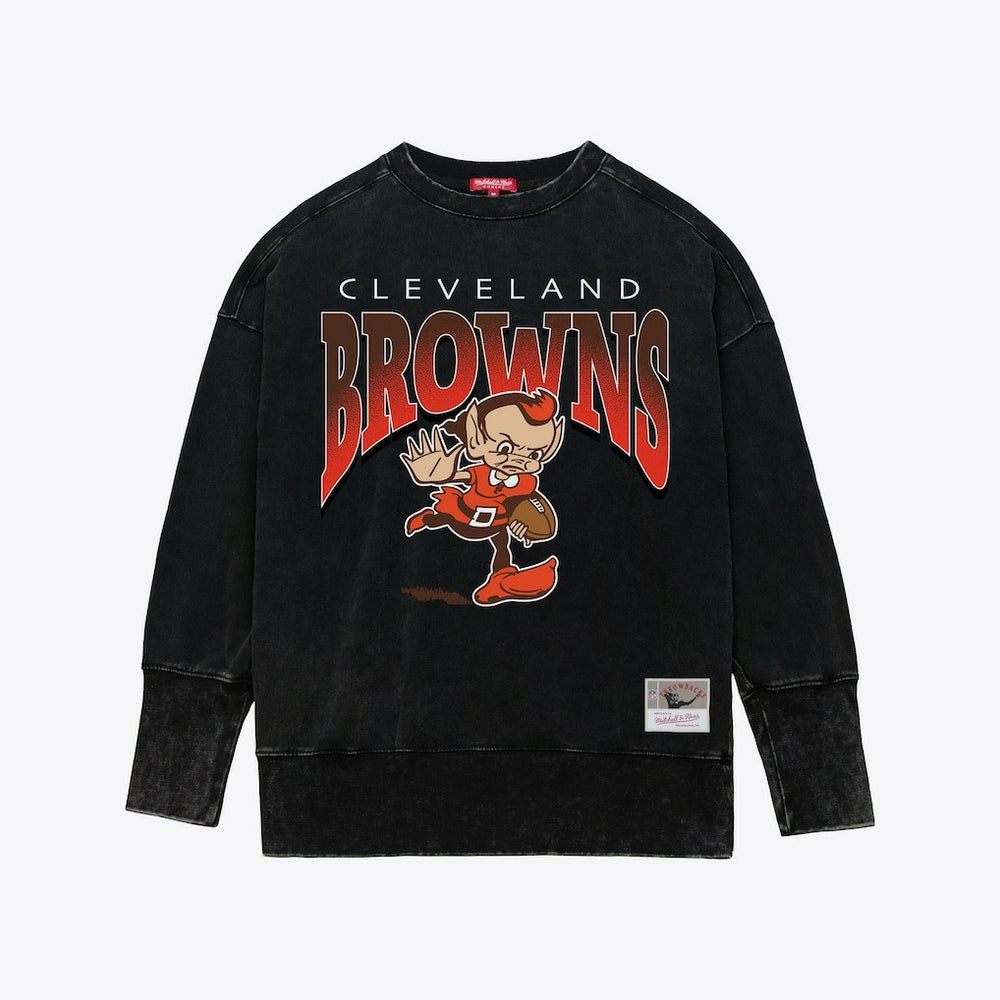 Cleveland Browns Women's Delineate Mineral Wash Crewneck Sweatshirt - Black online