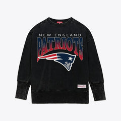 New England Patriots Women's Delineate Mineral Wash Crewneck Sweatshirt - Black discount