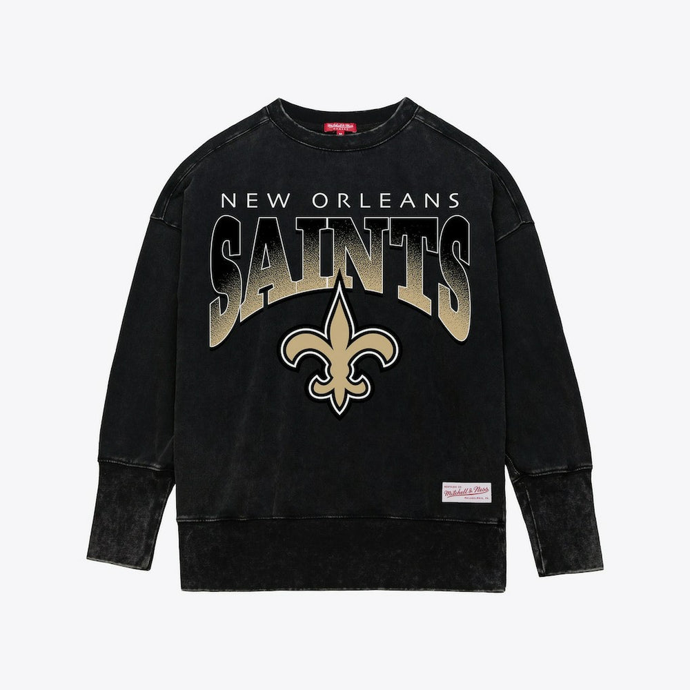New Orleans Saints Women's Delineate Mineral Wash Crewneck Sweatshirt - Black online