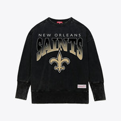 New Orleans Saints Women's Delineate Mineral Wash Crewneck Sweatshirt - Black online
