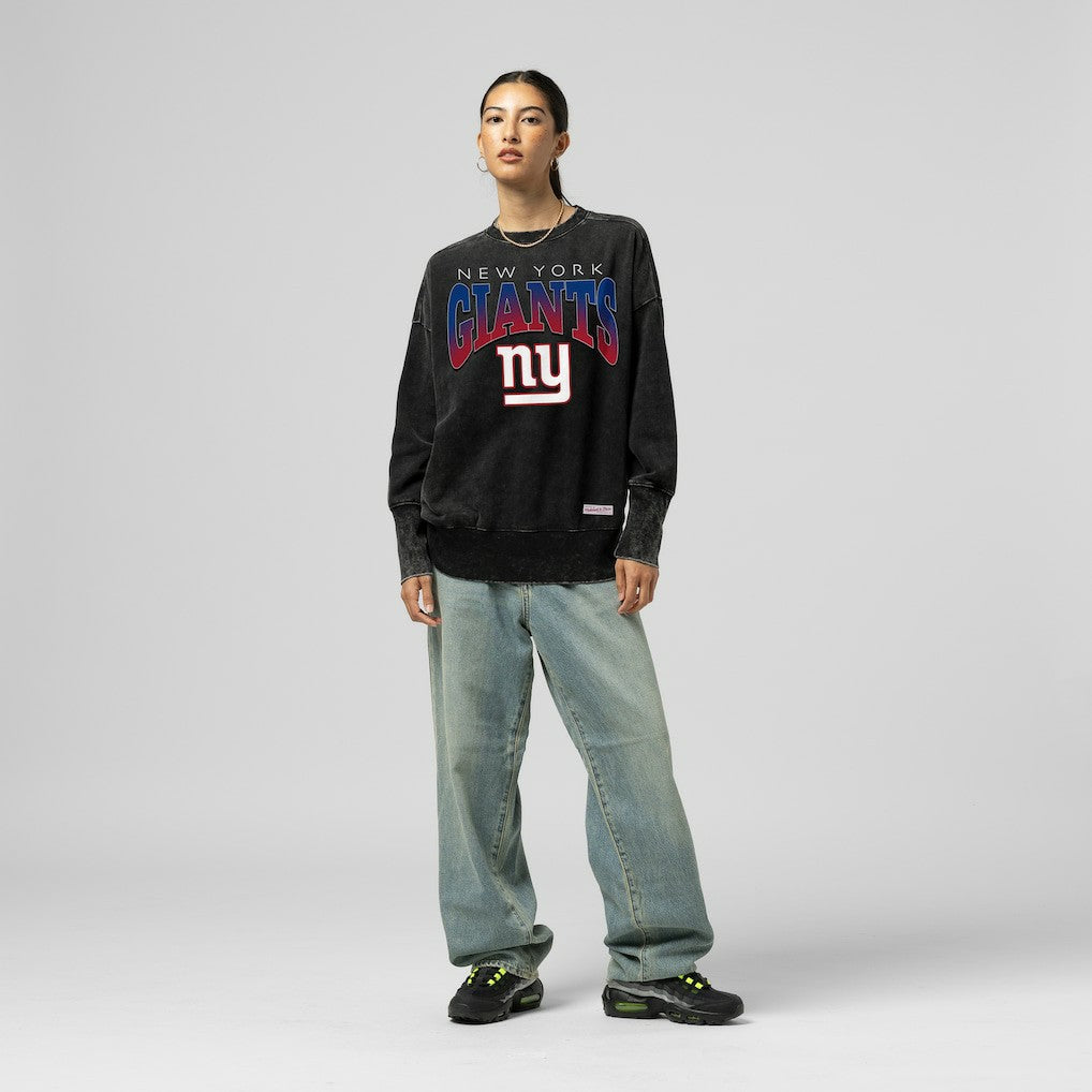 New York Giants Women's Delineate Mineral Wash Crewneck Sweatshirt - Black outlet