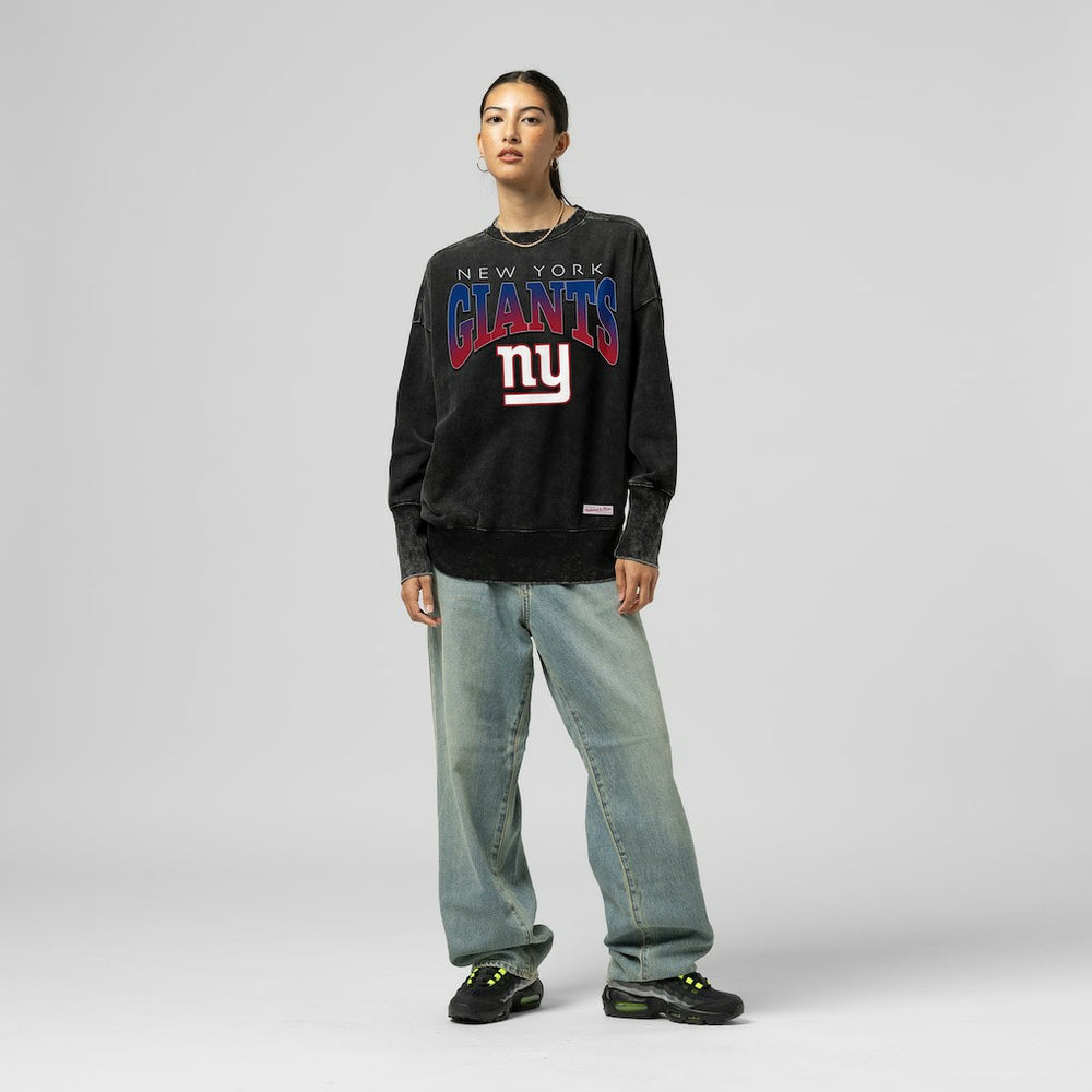 New York Giants Women's Delineate Mineral Wash Crewneck Sweatshirt - Black outlet