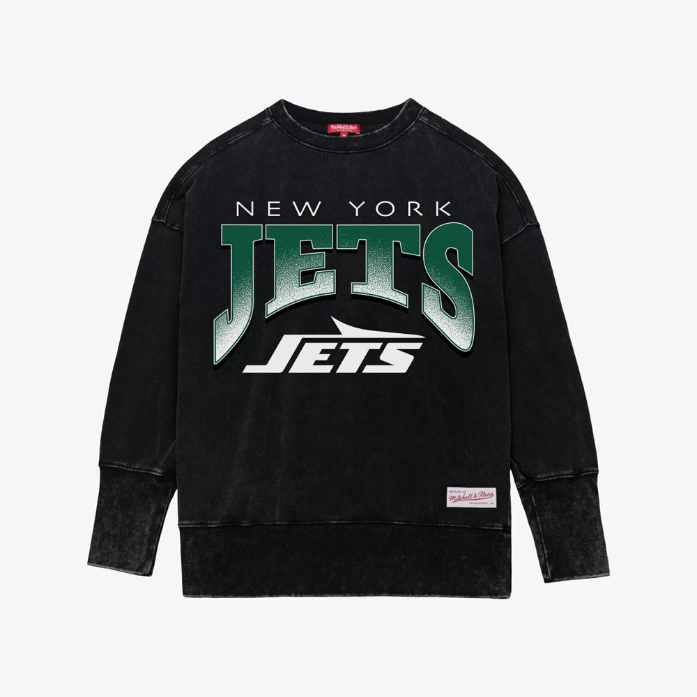 New York Jets Women's Delineate Mineral Wash Crewneck Sweatshirt - Black cheap