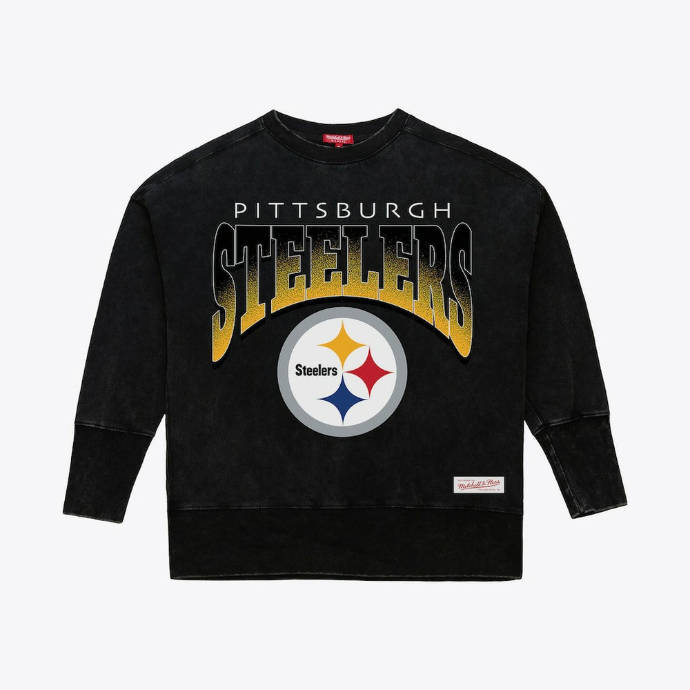 Pittsburgh Steelers Women's Delineate Mineral Wash Crewneck Sweatshirt - Black cheap