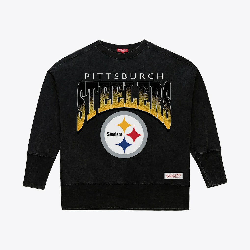 Pittsburgh Steelers Women's Delineate Mineral Wash Crewneck Sweatshirt - Black cheap