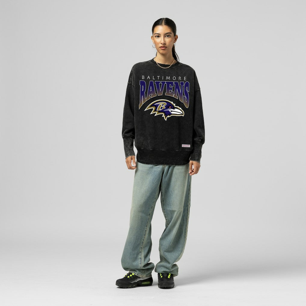 Baltimore Ravens Women's Delineate Mineral Wash Crewneck Sweatshirt - Black outlet