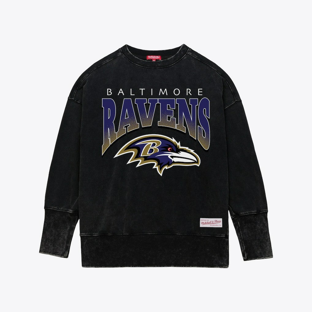 Baltimore Ravens Women's Delineate Mineral Wash Crewneck Sweatshirt - Black outlet