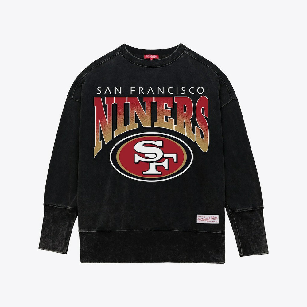 San Francisco 49ers Women's Delineate Mineral Wash Crewneck Sweatshirt - Black on sale