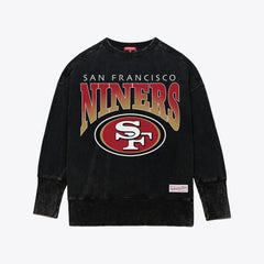 San Francisco 49ers Women's Delineate Mineral Wash Crewneck Sweatshirt - Black on sale