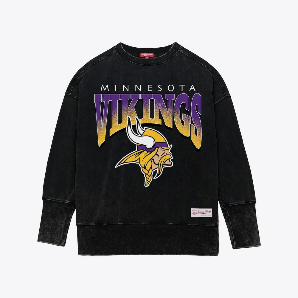 Minnesota Vikings Women's Delineate Mineral Wash Crewneck Sweatshirt - Black discount