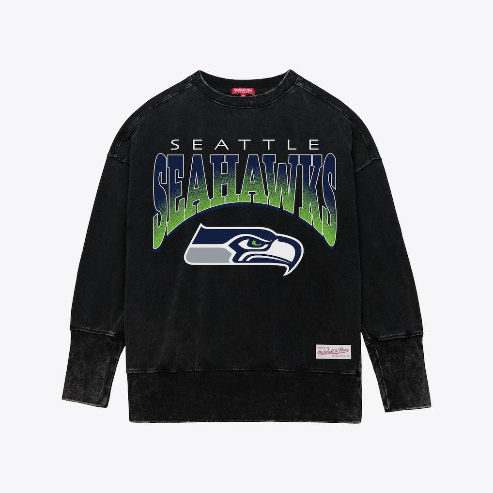 Seattle Seahawks Women's Delineate Mineral Wash Crewneck Sweatshirt - Black cheap