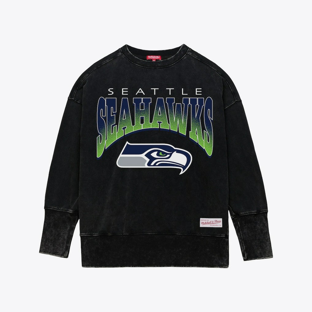 Seattle Seahawks Women's Delineate Mineral Wash Crewneck Sweatshirt - Black cheap