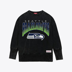 Seattle Seahawks Women's Delineate Mineral Wash Crewneck Sweatshirt - Black cheap