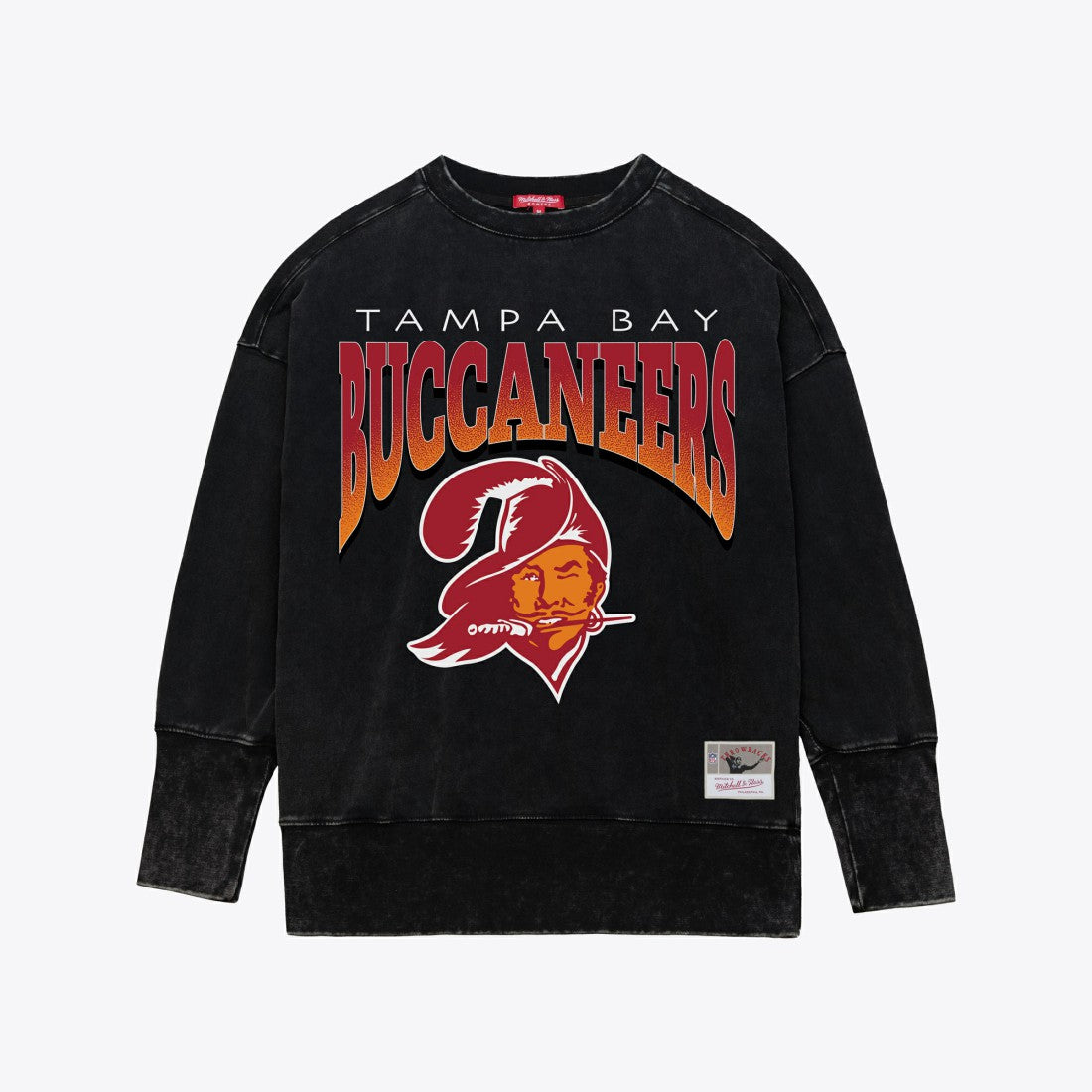 Tampa Bay Buccaneers Women's Delineate Mineral Wash Crewneck Sweatshirt - Black cheap