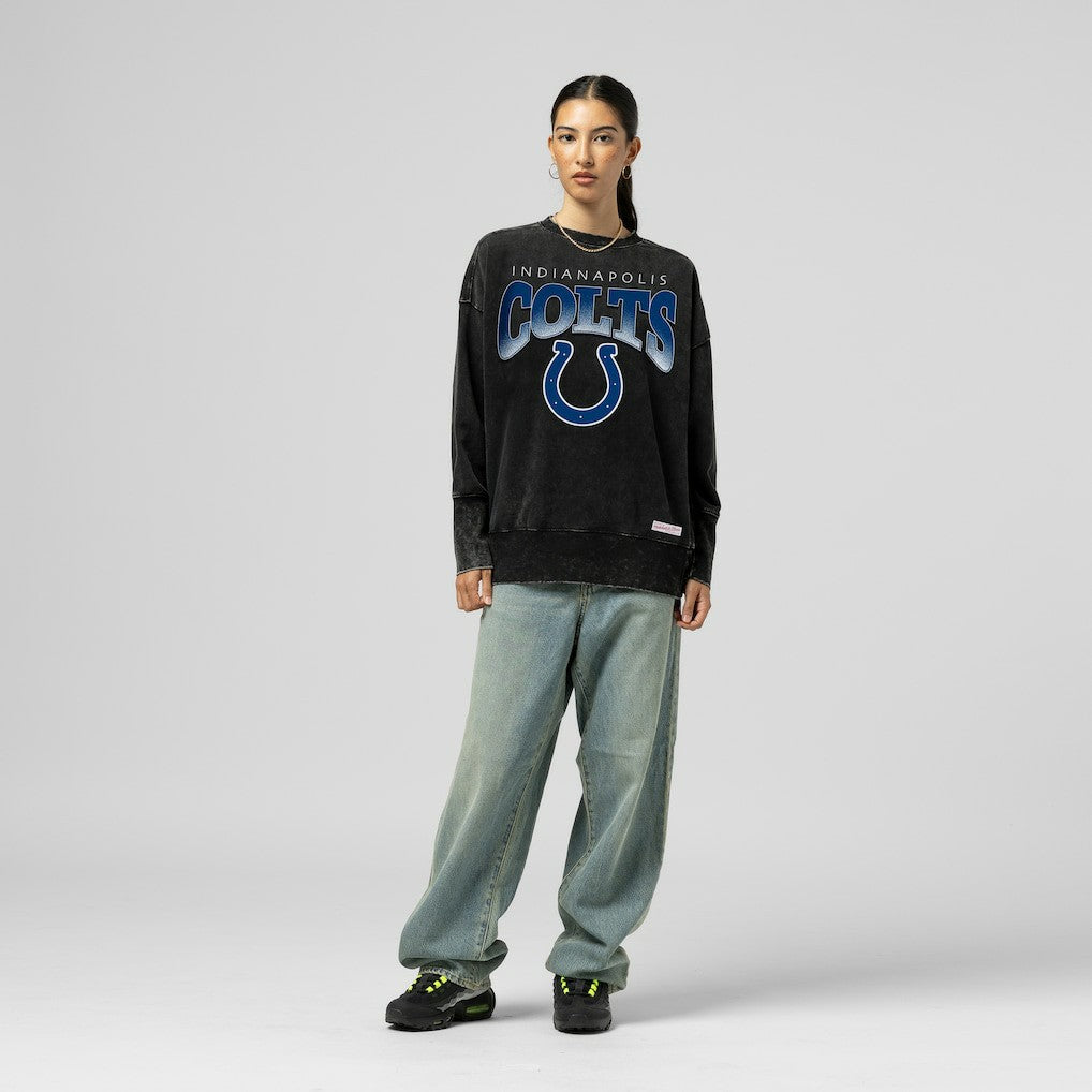 Indianapolis Colts Women's Delineate Mineral Wash Crewneck Sweatshirt - Black online