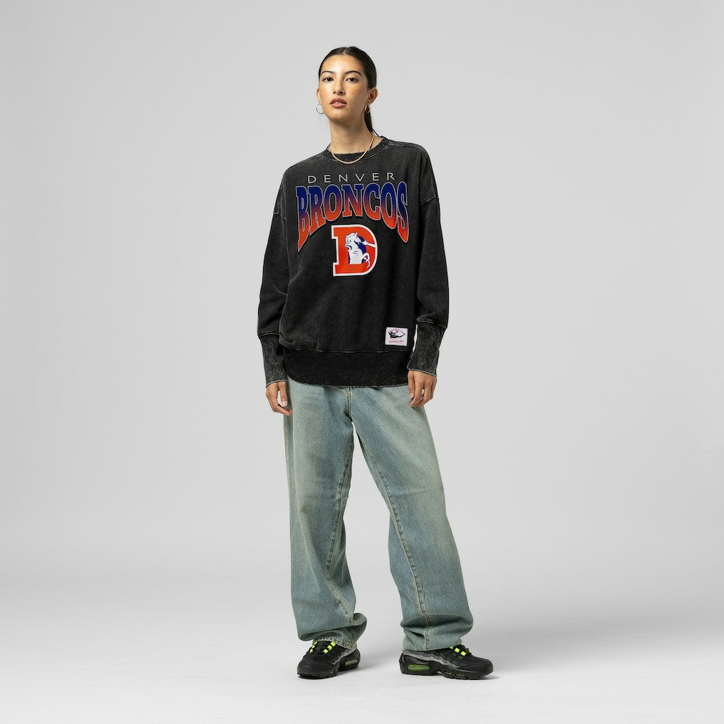 Denver Broncos Women's Delineate Mineral Wash Crewneck Sweatshirt - Black online
