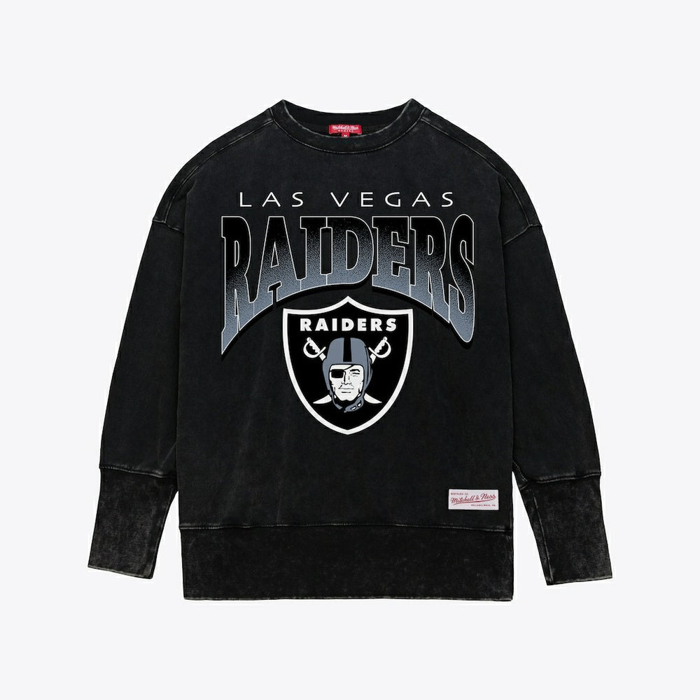 Las Vegas Raiders Women's Delineate Mineral Wash Crewneck Sweatshirt - Black outlet