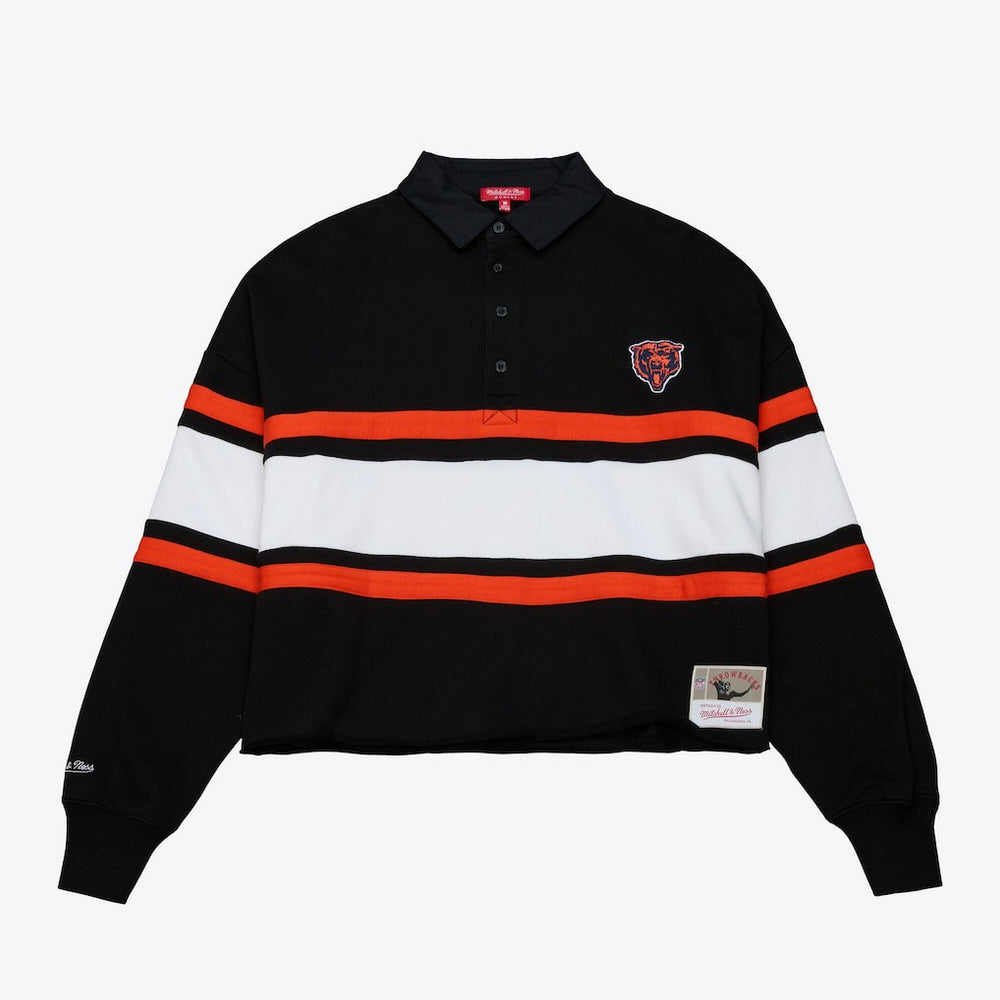 Chicago Bears Women's Cropped Long Sleeve Rugby Polo - Black for sale