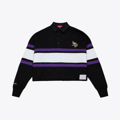Minnesota Vikings Women's Cropped Long Sleeve Rugby Polo - Black cheap