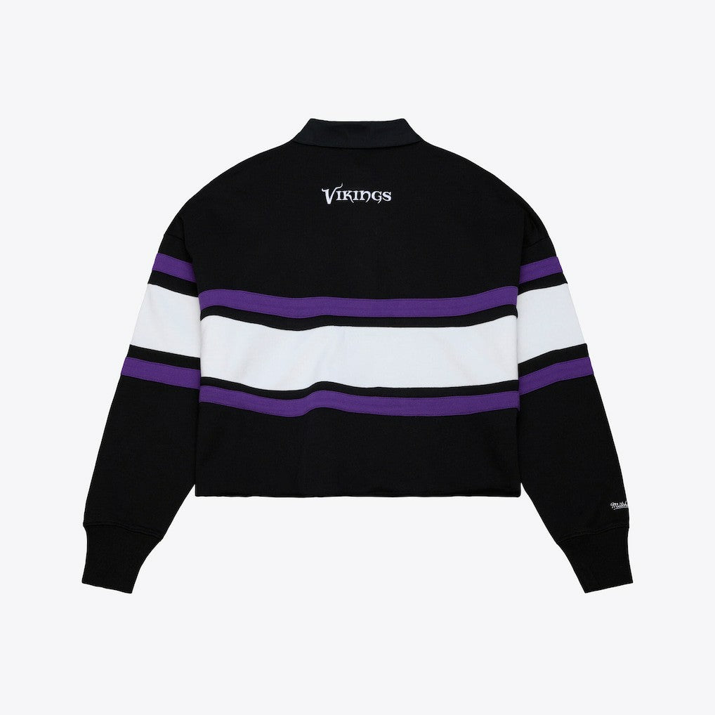 Minnesota Vikings Women's Cropped Long Sleeve Rugby Polo - Black cheap