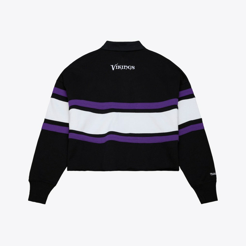 Minnesota Vikings Women's Cropped Long Sleeve Rugby Polo - Black cheap