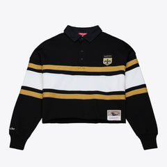 New Orleans Saints Women's Cropped Long Sleeve Rugby Polo - Black sale