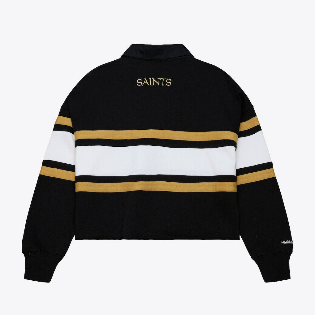 New Orleans Saints Women's Cropped Long Sleeve Rugby Polo - Black sale