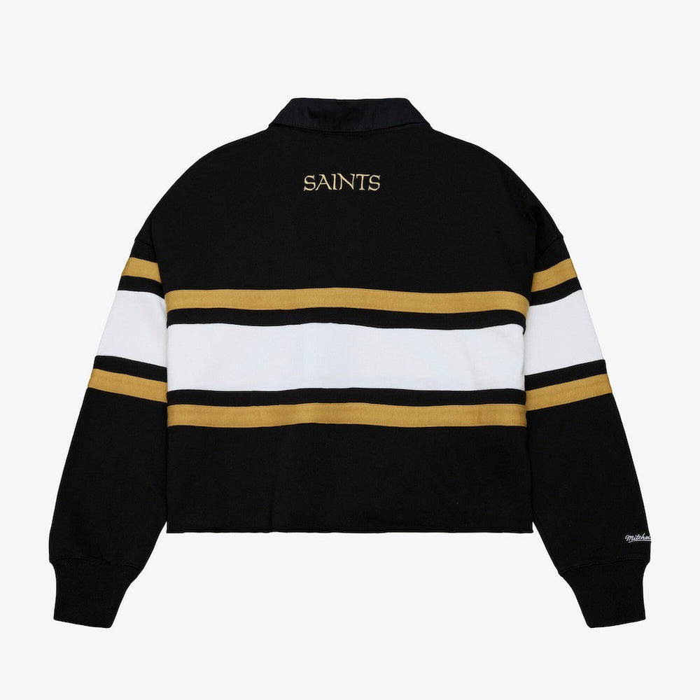 New Orleans Saints Women's Cropped Long Sleeve Rugby Polo - Black sale