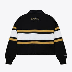 New Orleans Saints Women's Cropped Long Sleeve Rugby Polo - Black sale