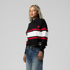 Buffalo Bills Women's Throwback Cropped Long Sleeve Rugby Polo - Black cheap