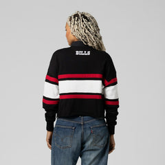 Buffalo Bills Women's Throwback Cropped Long Sleeve Rugby Polo - Black cheap
