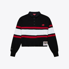 Buffalo Bills Women's Throwback Cropped Long Sleeve Rugby Polo - Black cheap