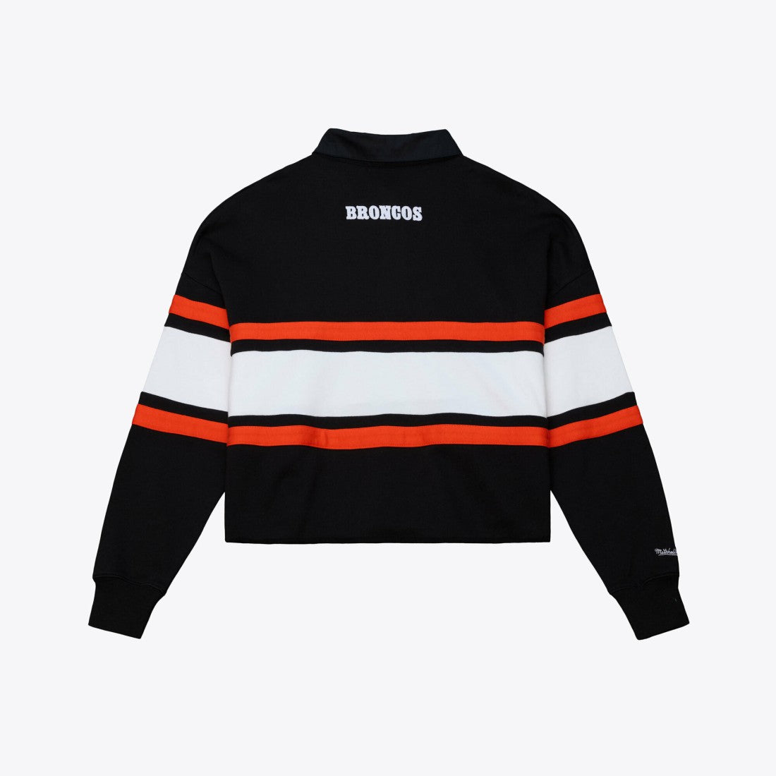 Denver Broncos Women's Throwback Cropped Long Sleeve Rugby Polo - Black sale