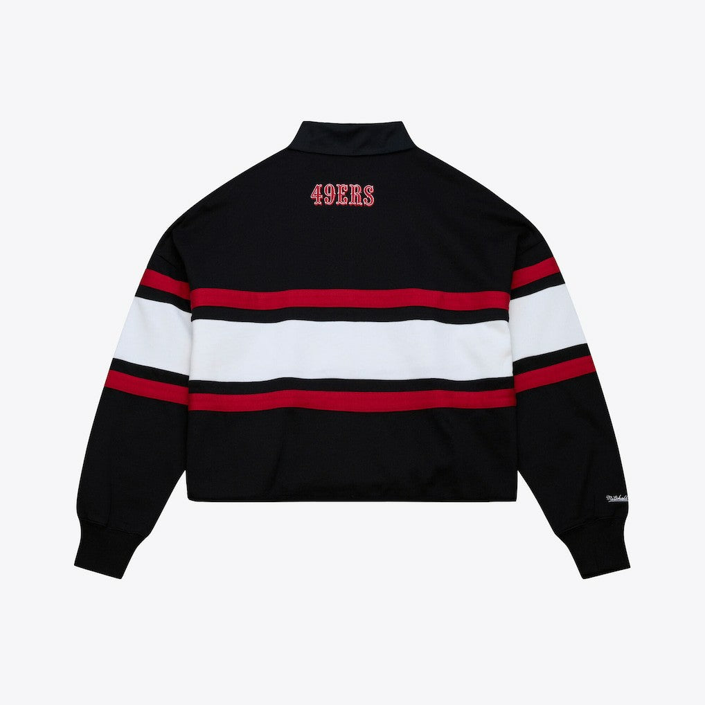 San Francisco 49ers Women's Cropped Long Sleeve Rugby Polo - Black outlet