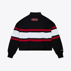 San Francisco 49ers Women's Cropped Long Sleeve Rugby Polo - Black outlet