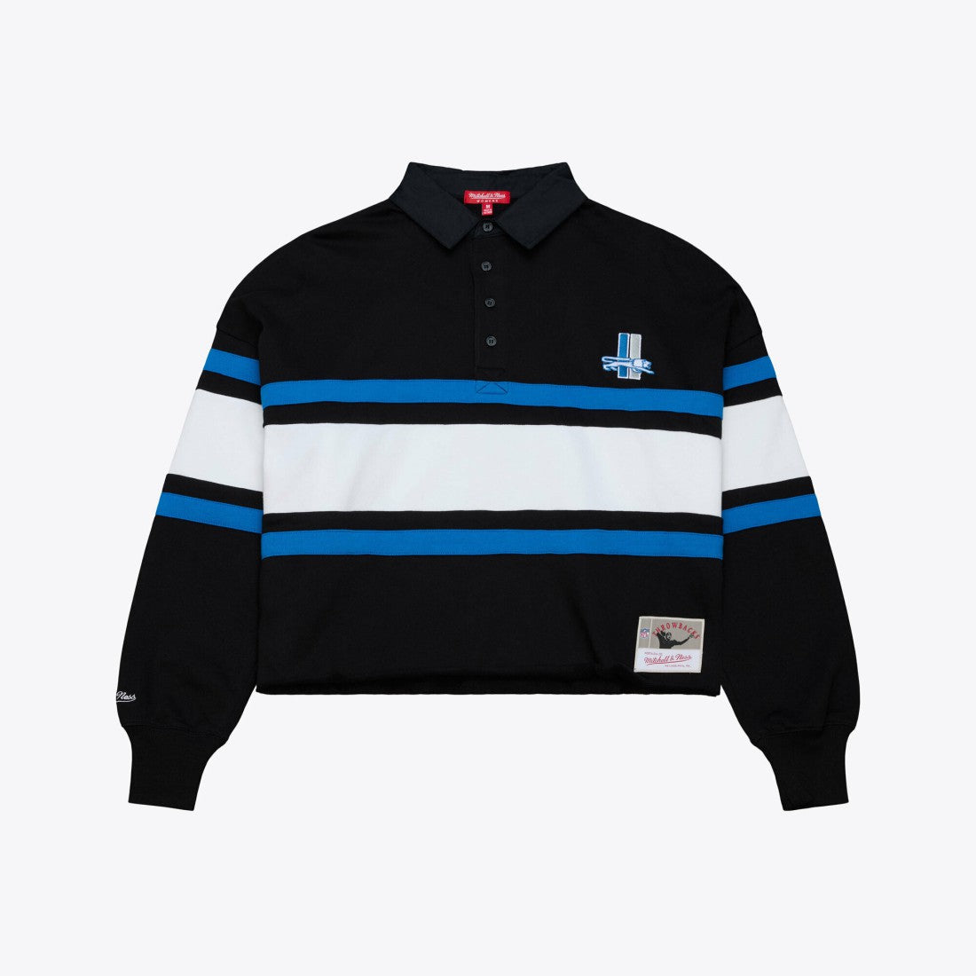 Detroit Lions Women's Cropped Long Sleeve Rugby Polo - Black on sale