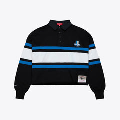 Detroit Lions Women's Cropped Long Sleeve Rugby Polo - Black on sale