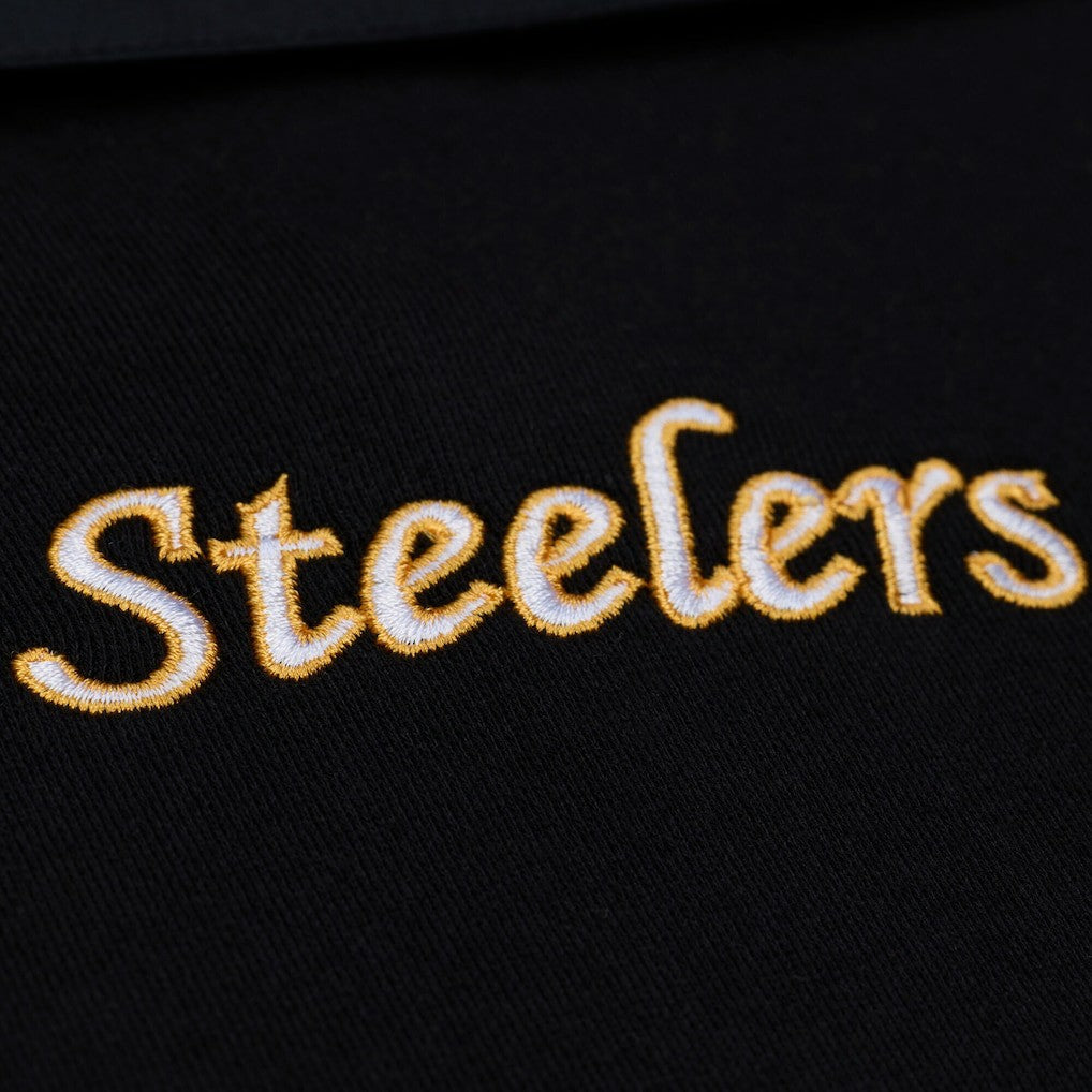 Pittsburgh Steelers Women's Cropped Long Sleeve Rugby Polo - Black discount
