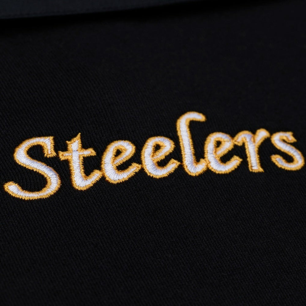 Pittsburgh Steelers Women's Cropped Long Sleeve Rugby Polo - Black discount