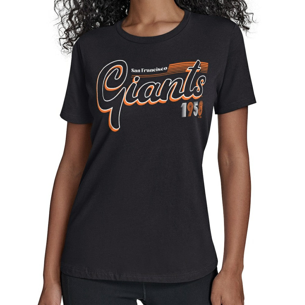 San Francisco Giants Starter Women's Groovy Script Team Fitted T-Shirt Black