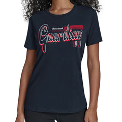 Cleveland Guardians Starter Women's Groovy Script Team Fitted T-Shirt Navy