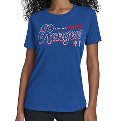 Texas Rangers Starter Women's Groovy Script Team Fitted T-Shirt Royal