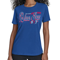 Toronto Blue Jays Starter Women's Groovy Script Team Fitted T-Shirt Royal