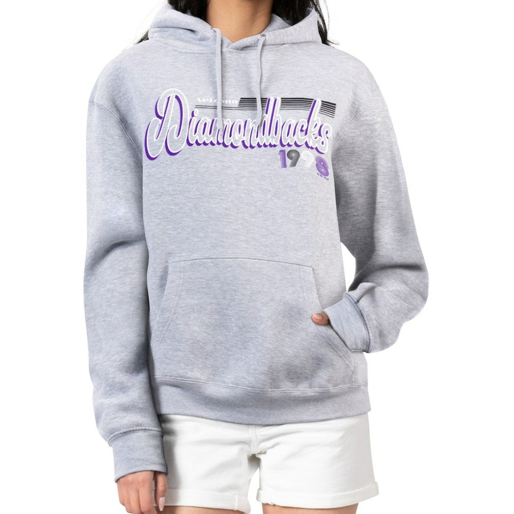 Arizona Diamondbacks Starter Women's Groovy Script Team Fleece Pullover Hoodie Gray