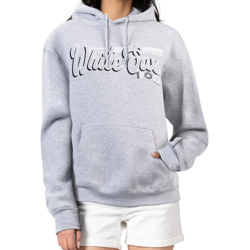 Chicago White Sox Starter Women's Groovy Script Team Fleece Pullover Hoodie Gray