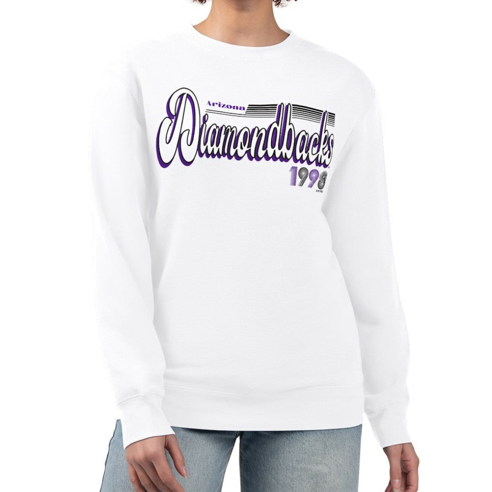 Arizona Diamondbacks Starter Women's Groovy Script Team Fleece Pullover Sweatshirt White